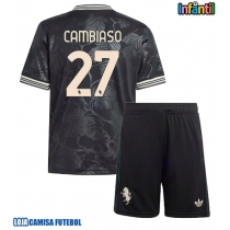 Camisa de Futebol Juventus Andrea Cambiaso #27 Equipamento Alternativo Infantil 2025-26 Manga Curta (+ Calças curtas)